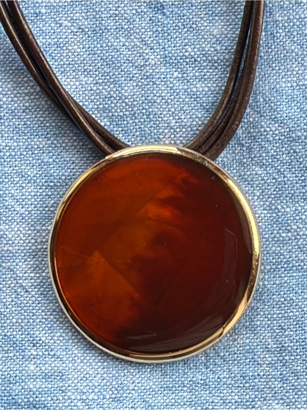 Monet cord necklace Amber gold tone 80s
